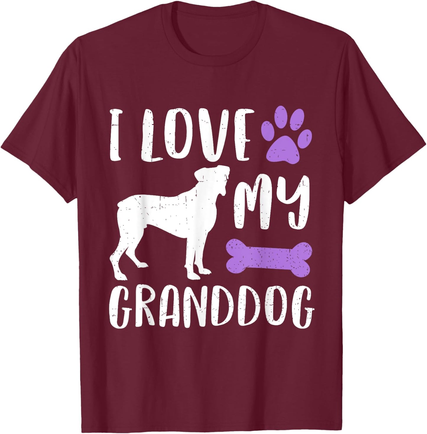 I Love My Boxer Granddog Shirt Dog Grandma Grandpa Women Girls Kids T-Shirt - T-Shirt | Maroon
