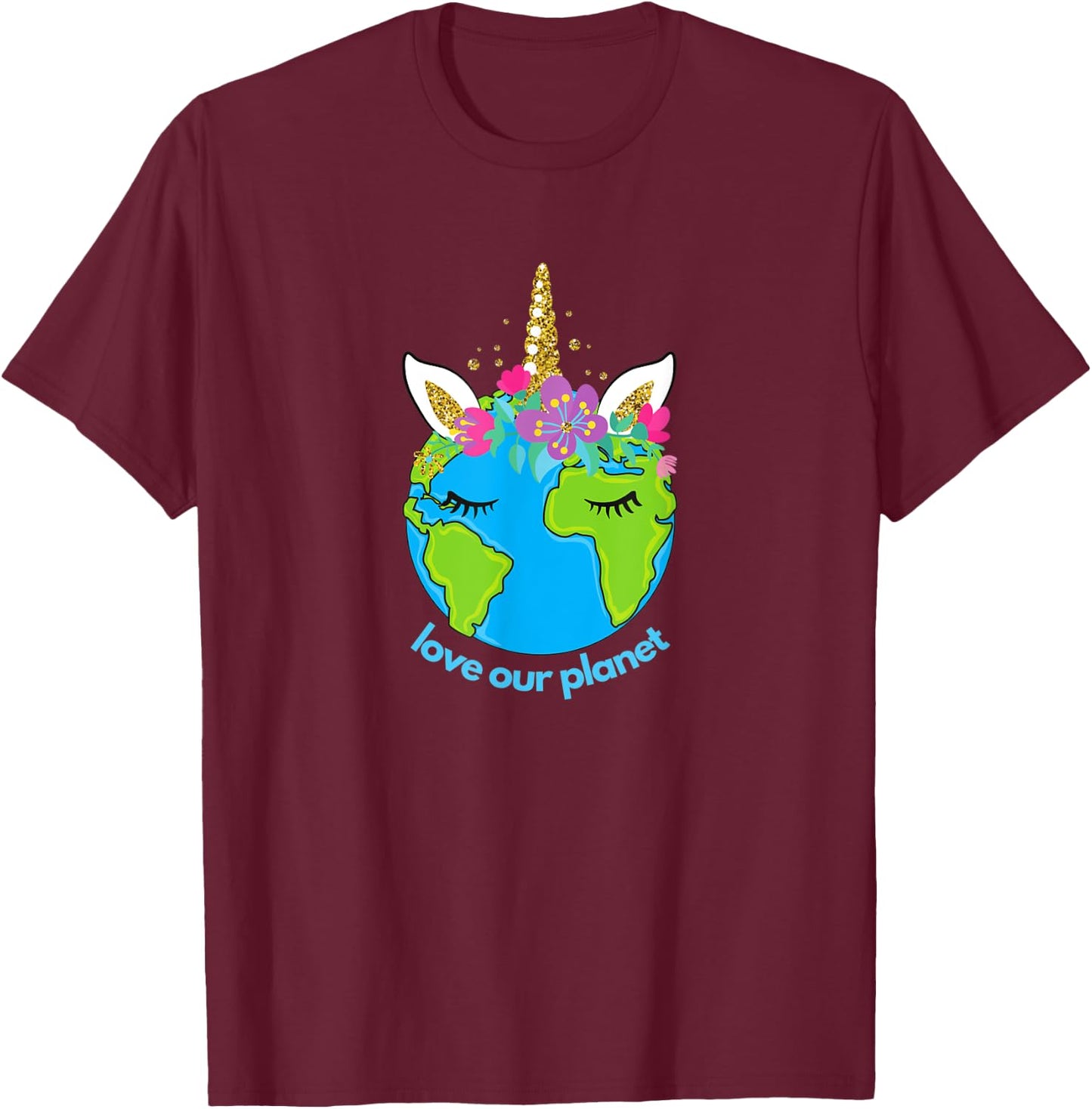 Earth Day 2021 Cute for Toddler Kids Unicorn Face Sleepy T-Shirt - T-Shirt | Maroon