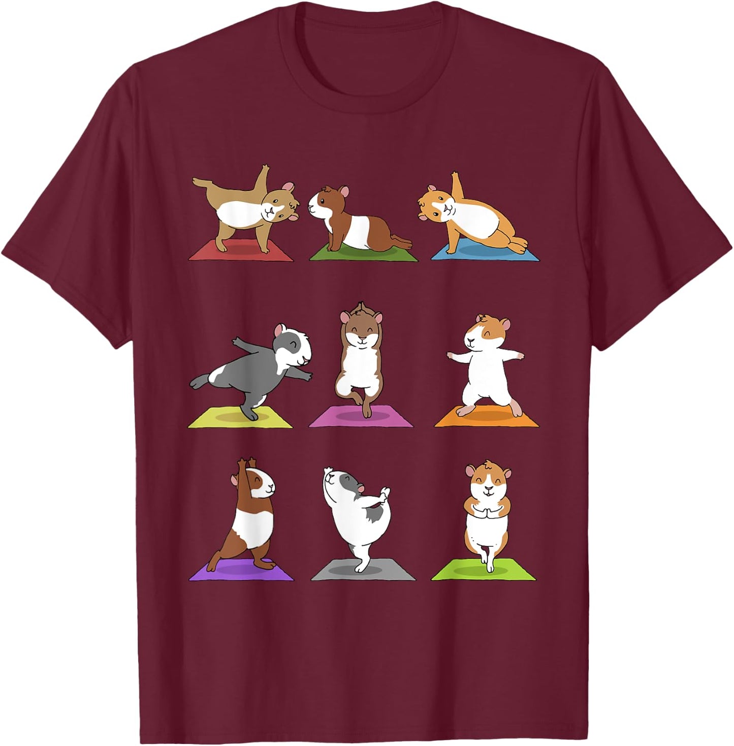 Guinea Pig Funny Guinea Pigs In Yoga Poses T-Shirt - T-Shirt | Maroon