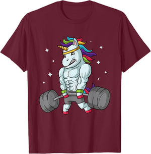 Weightlifting Unicorn - Funny Deadlift & Gym Gift T-Shirt - T-Shirt | Maroon