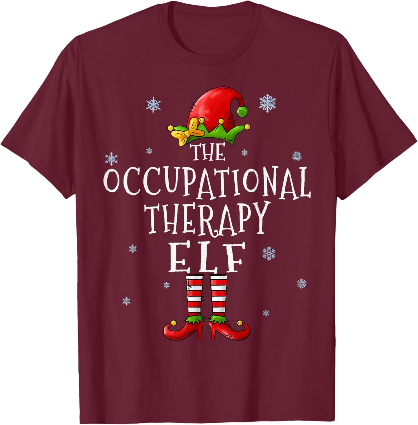 Occupational Therapy Elf Funny Groupe Matching Christmas T-Shirt - T-Shirt | Maroon