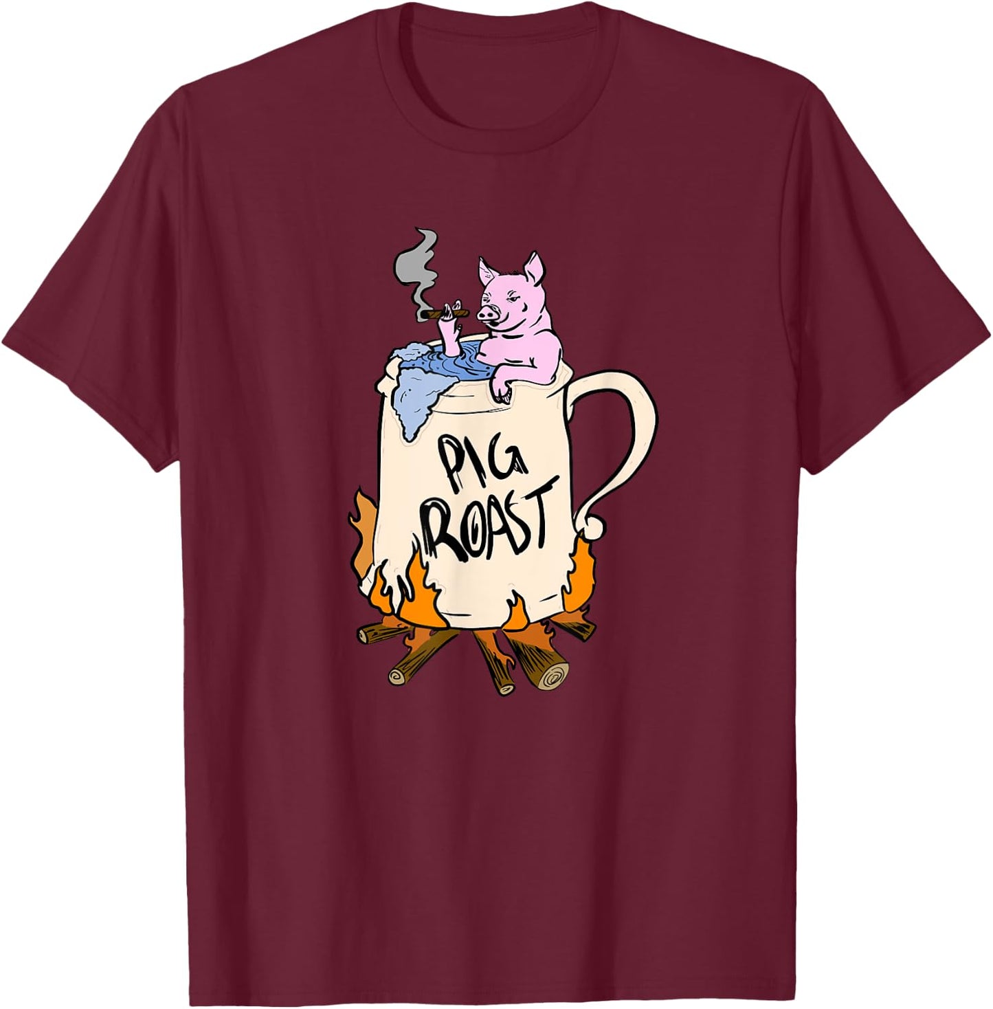Funny Pig Spit Roast BBQ Party Grill Master Gift T-Shirt - T-Shirt | Maroon