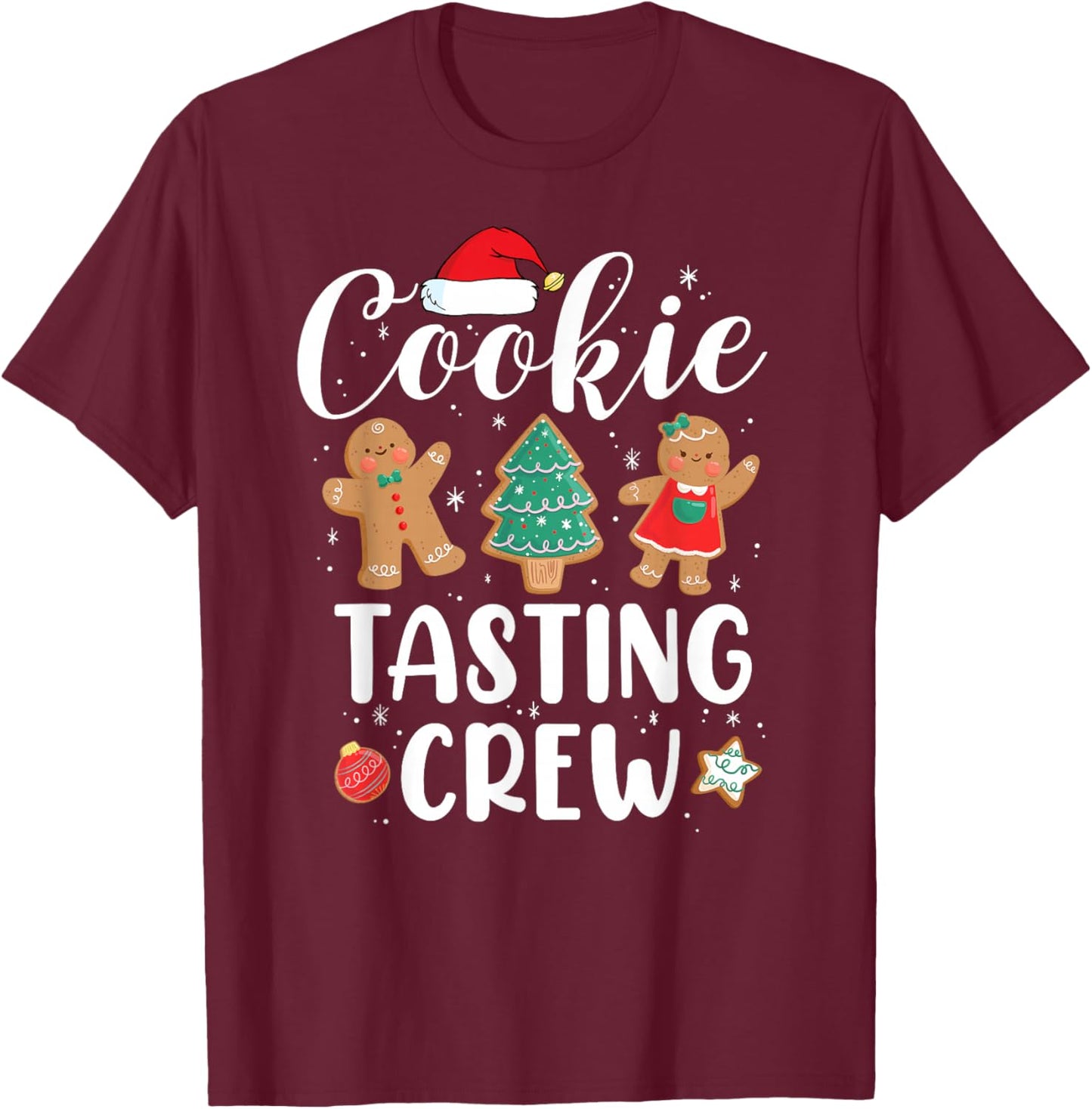 Cookie Tasting Crew Funny Pajamas Family Xmas Christmas T-Shirt - T-Shirt | Maroon