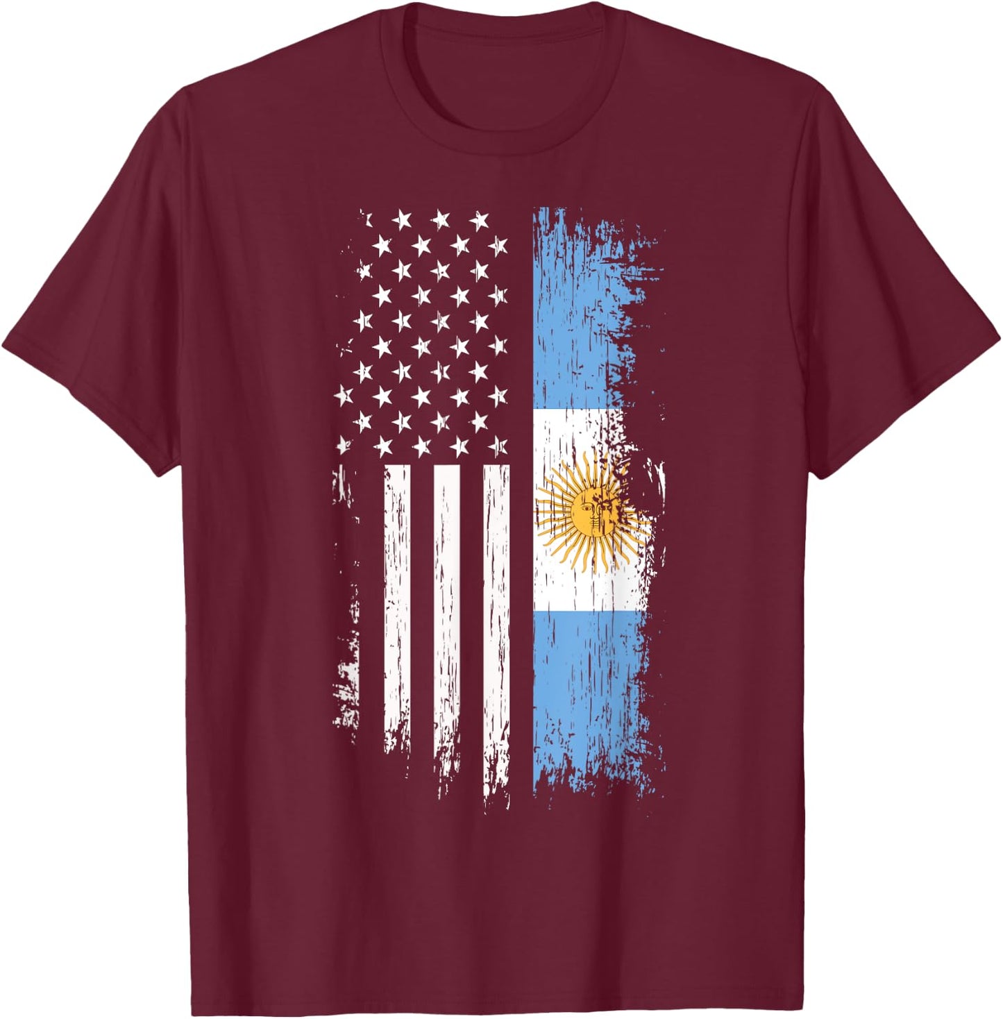 Argentinian American Flag T Shirt - Argentina USA Shirt Women Kids Men T-Shirt - T-Shirt | Maroon
