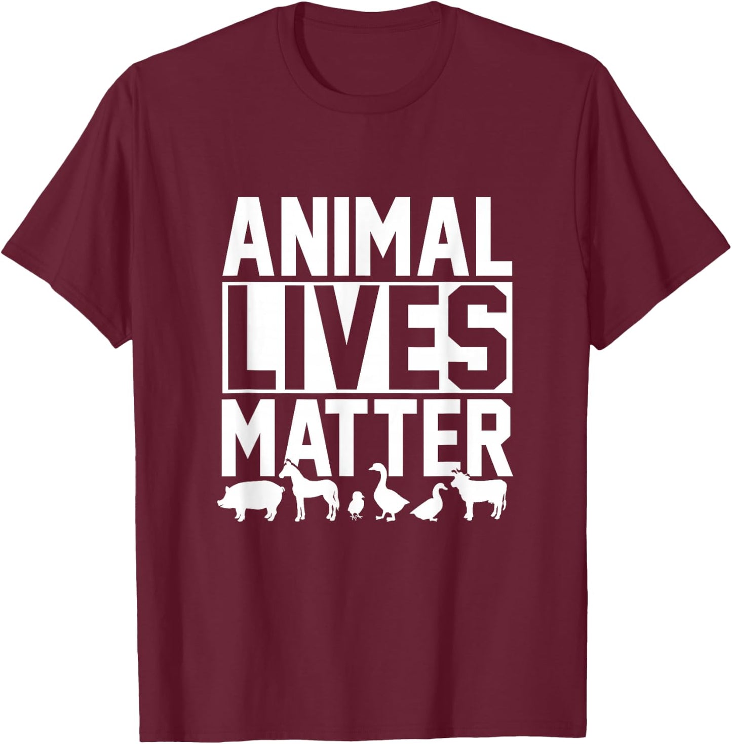 Animal Lives Matter Vegetarian T-Shirt - T-Shirt | Maroon