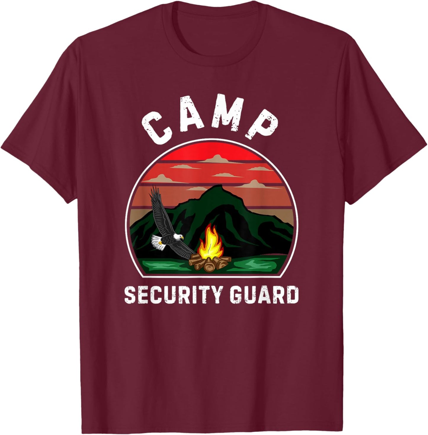 Camp Security Guard Retro Summer Camper Staff Camping T-Shirt - T-Shirt | Maroon