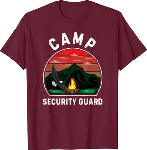 Camp Security Guard Retro Summer Camper Staff Camping T-Shirt - T-Shirt | Maroon