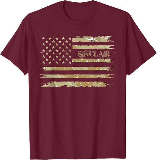 Sinclair Desert Camo Distressed American Flag Style T-Shirt - T-Shirt | Maroon
