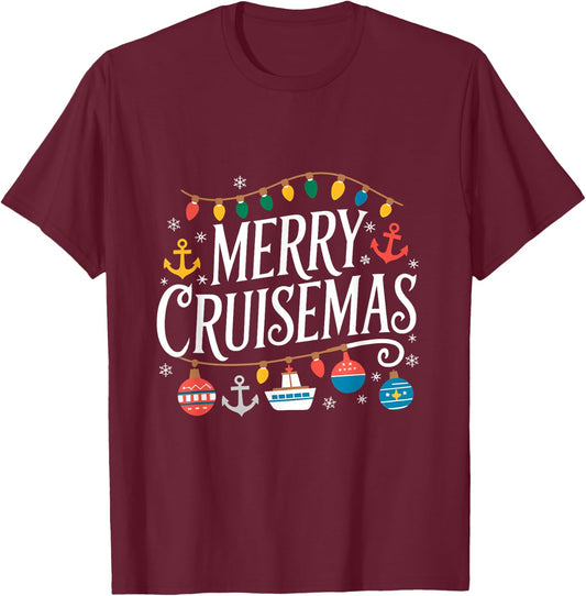 Merry Cruisemas Christmas Cruise Shirts Family Cruisin Lover T-Shirt - T-Shirt | Maroon