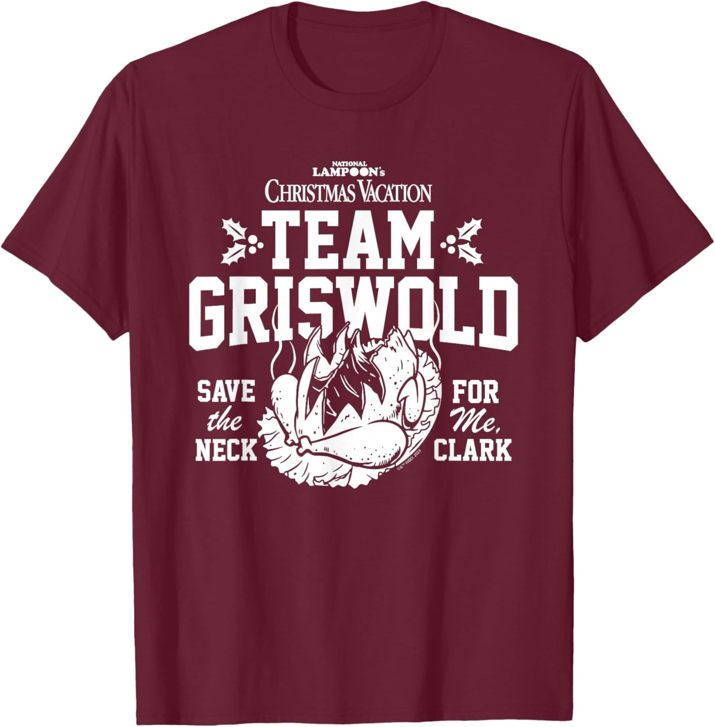 National Lampoon's Christmas Vacation Team Griswold - Men's Black Cotton Classic Short Sleeve Graphic Christmas - Small T-Shirt - T-Shirt | Maroon