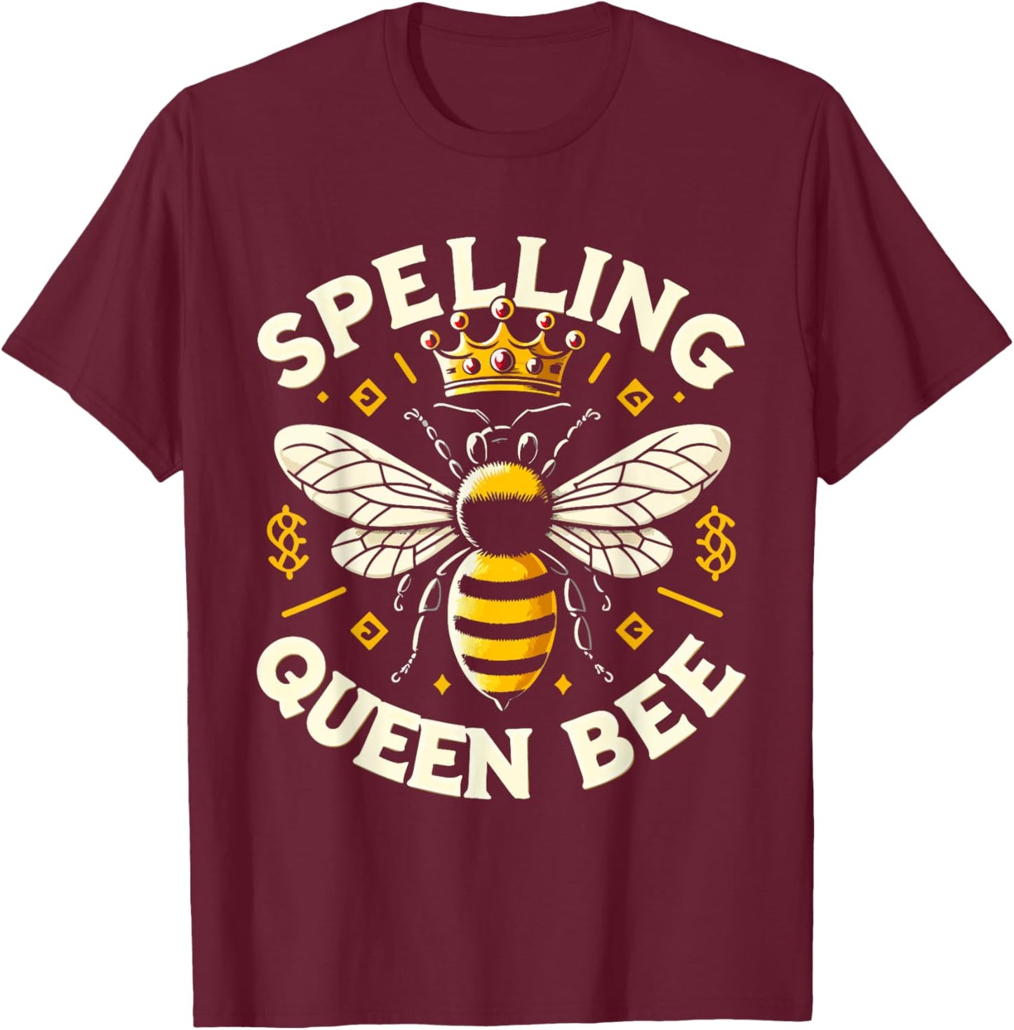 Spelling Bee Queen Graphic - Design for Spelling Champions T-Shirt - T-Shirt | Maroon