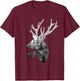 Silhouette Buck Deer Artwork - Forest Wildlife Animal Lover T-Shirt - T-Shirt | Maroon