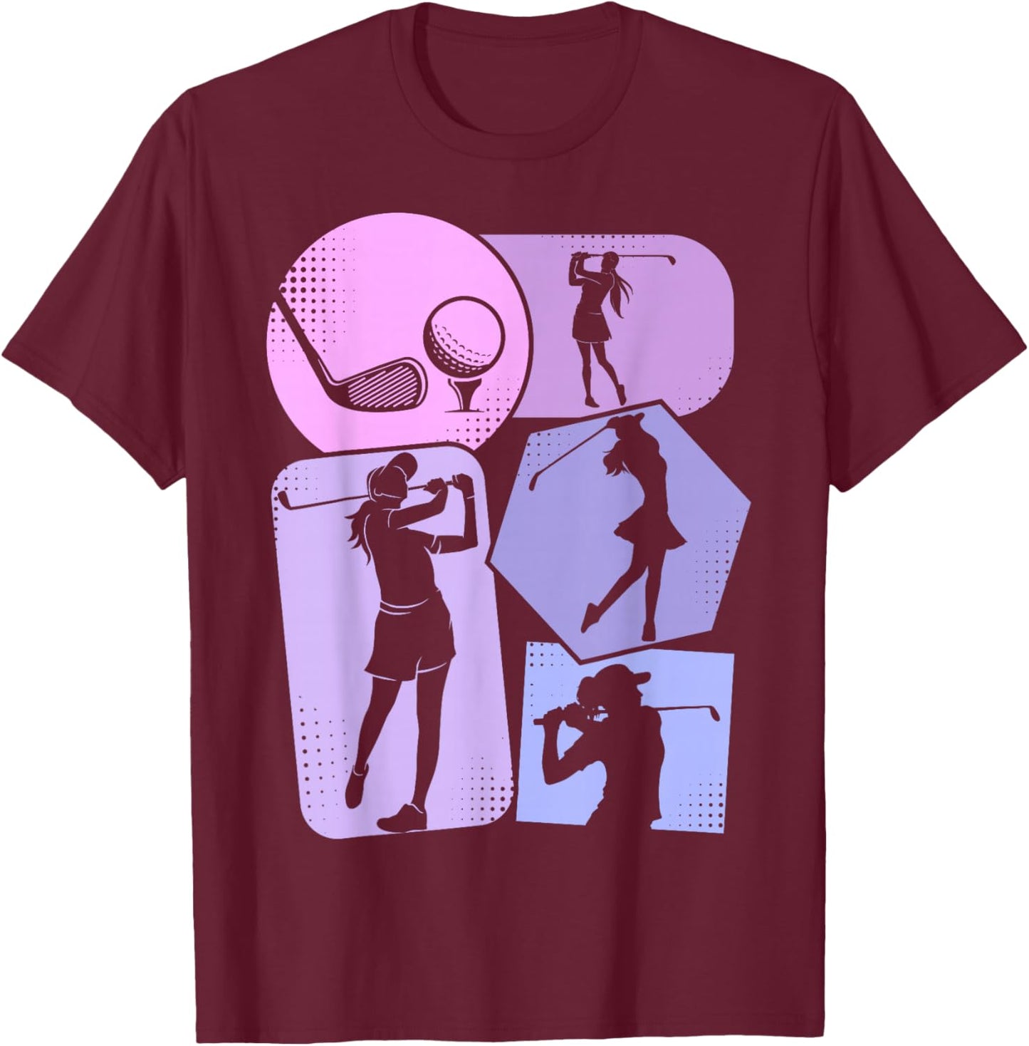 Golf Golfer Girls Women Kids Golfing T-Shirt - T-Shirt | Maroon