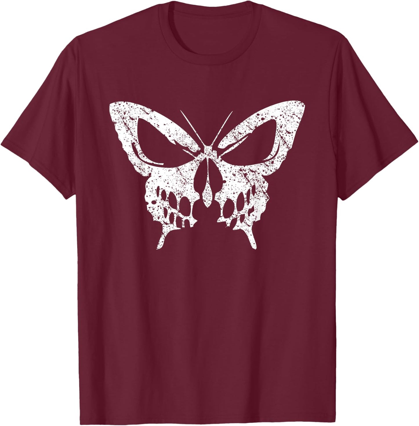 Pumpkin Face Halloween Graphic Vintage Butterfly skull T-Shirt - T-Shirt | Maroon