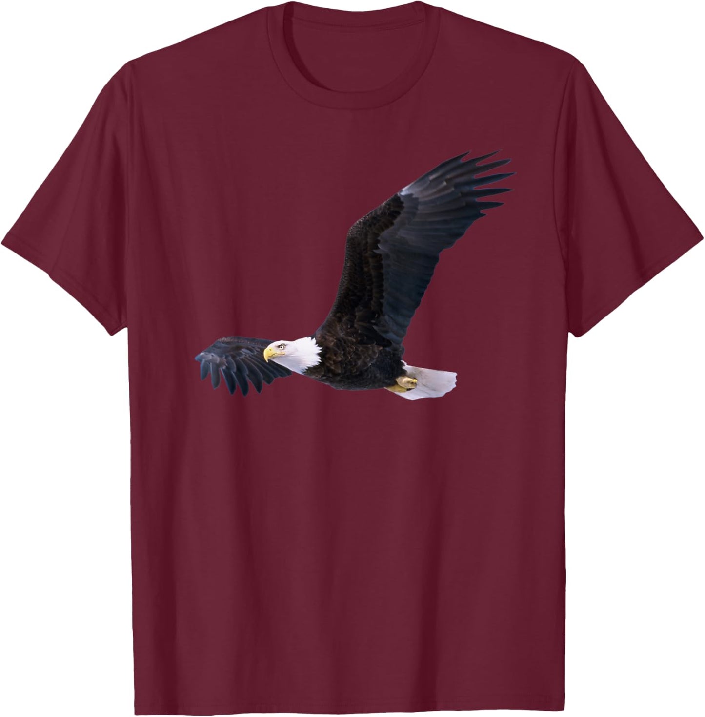 Elegant American Bald Eagle In Flight Photo Portrait T-Shirt - T-Shirt | Maroon