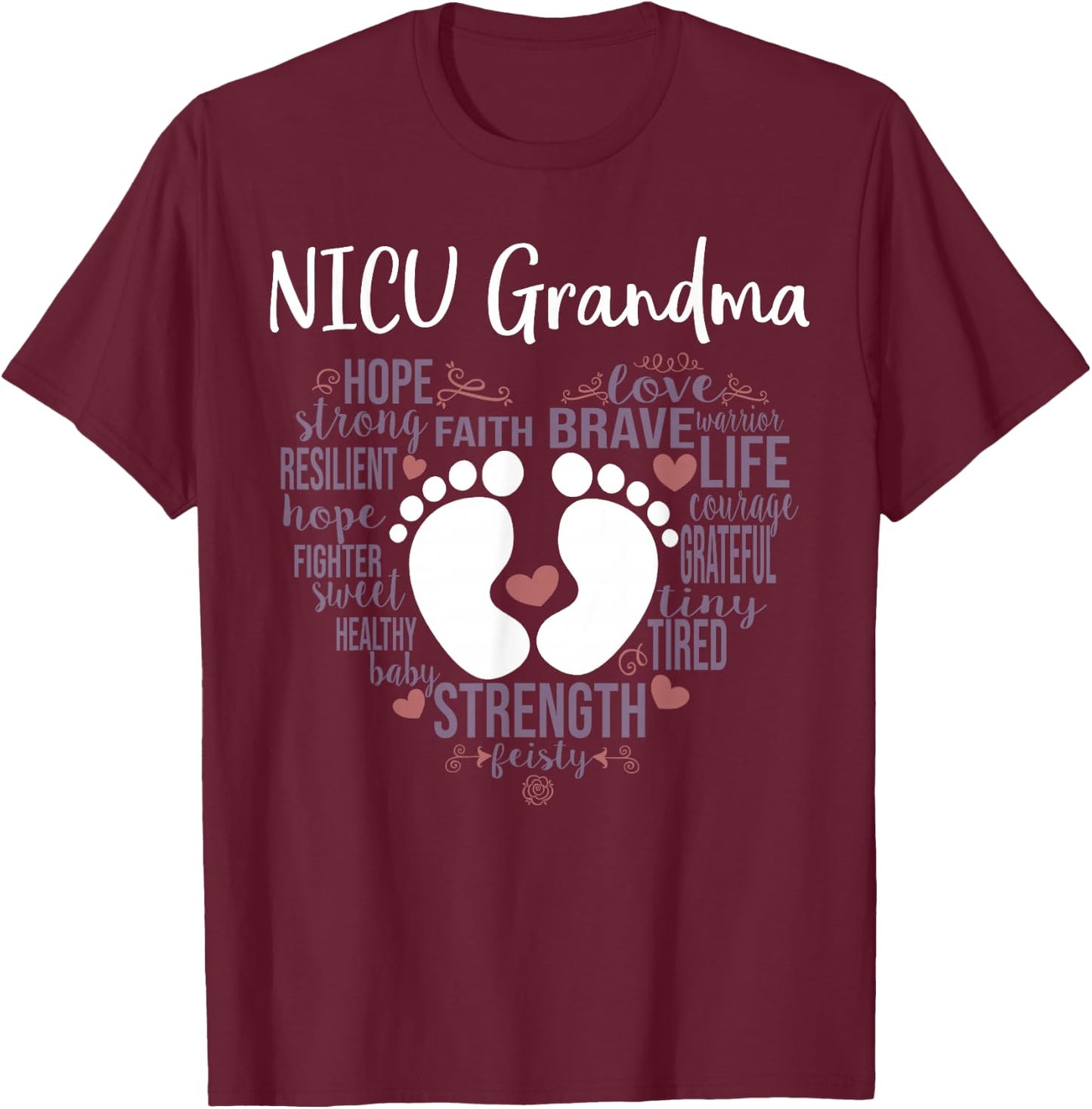 "NICU Grandma" Preemie or NICU Grandma Shirt T-Shirt - T-Shirt | Maroon
