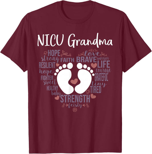 "NICU Grandma" Preemie or NICU Grandma Shirt T-Shirt - T-Shirt | Maroon