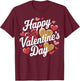 Happy Valentines Day Leopard Plaid Hearts Love Boys Girls T-Shirt - T-Shirt | Maroon