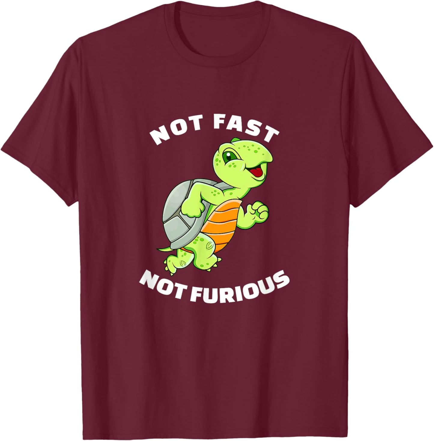 Not Fast Not Furious Funny Sea Turtle Running Team T-Shirt - T-Shirt | Maroon