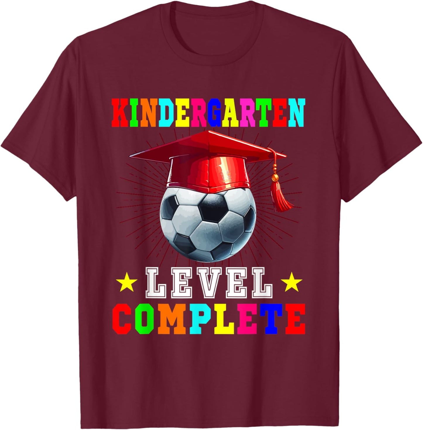 Kindergarten Level Complete Soccer Player Kids Graduation T-Shirt - T-Shirt | Maroon