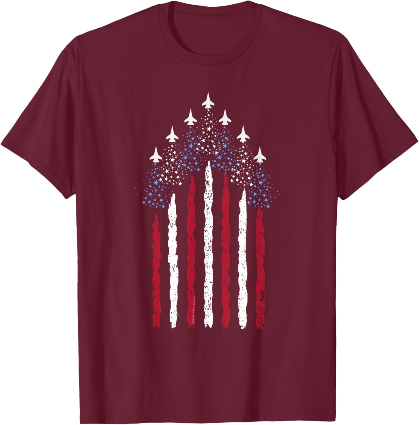 Patriotic Stars Red White Blue USA Fighter Jets 4th of July T-Shirt - T-Shirt | Maroon