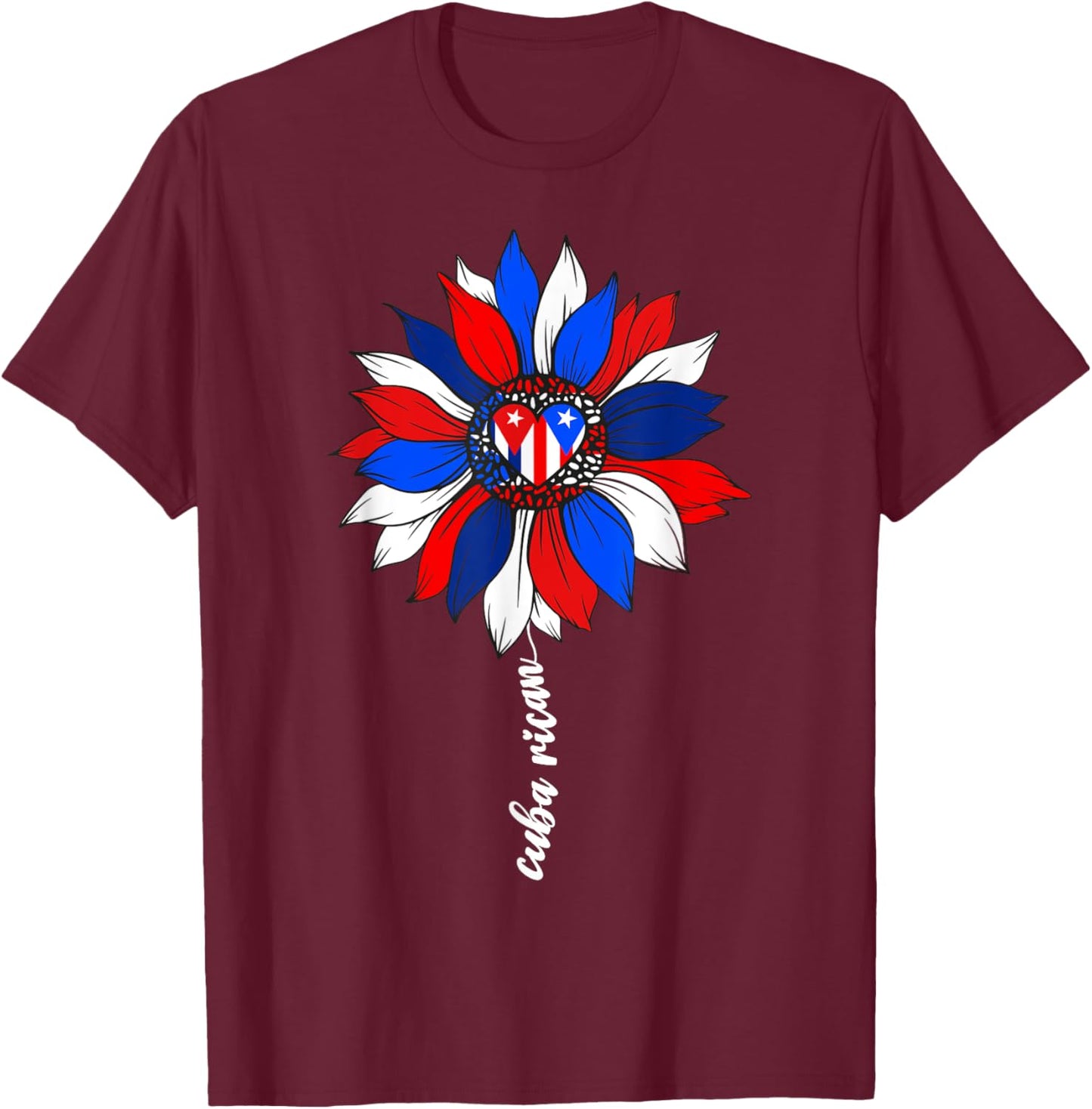 Half Cuban And Puerto Rican Rico Cuba Flag Cubarican Girl T-Shirt - T-Shirt | Maroon