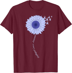 Esophageal Cancer Awareness Sunflower Periwinkle Ribbon T-Shirt - T-Shirt | Maroon