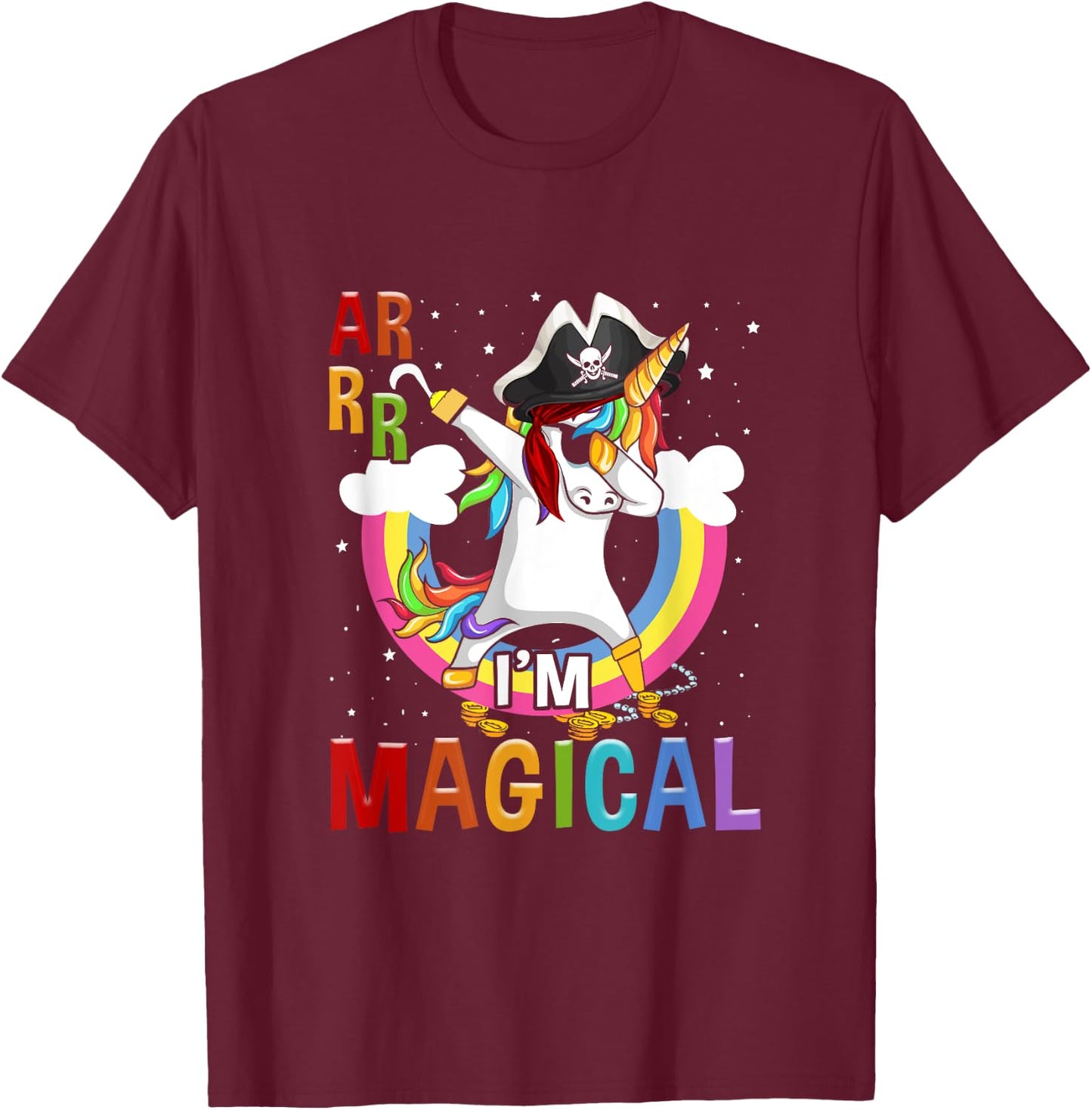 I'm Magical Caribbean Buccaneer Toddler Unicorn Pirate T-Shirt - T-Shirt | Maroon