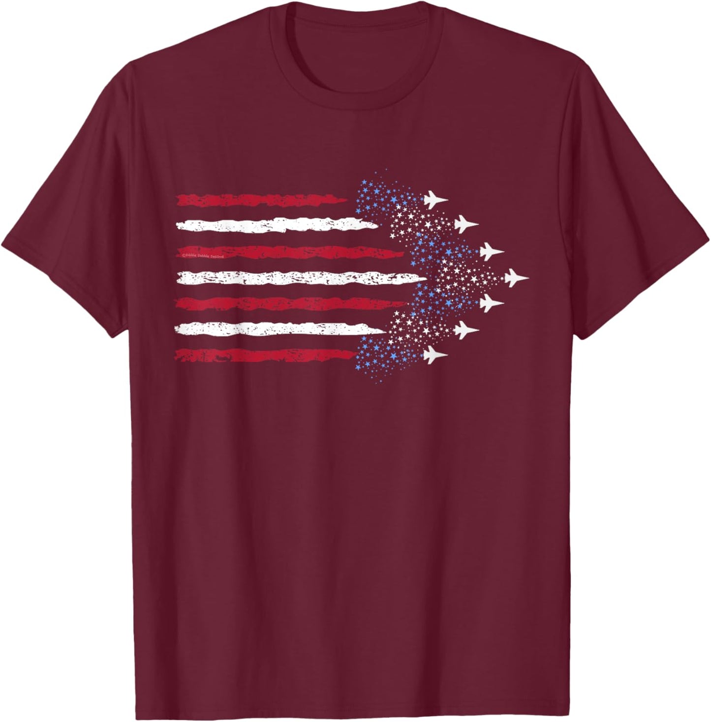 Patriotic Stars Red White Blue USA Fighter Jets 4th of July T-Shirt - T-Shirt | Maroon