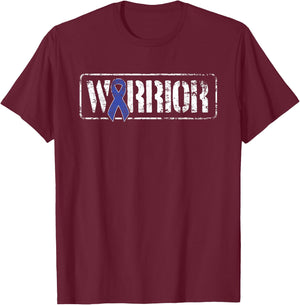 Colorectal Cancer Warrior - Dark Blue Military-Style Ribbon T-Shirt - T-Shirt | Maroon