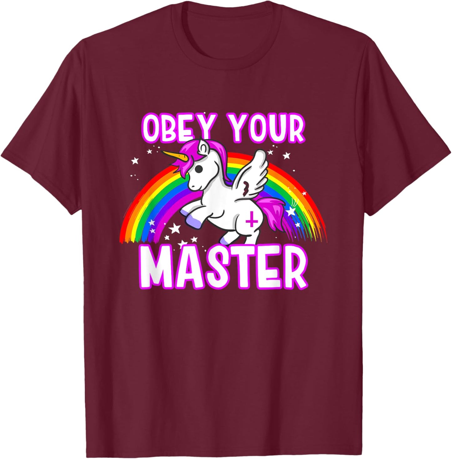 Obey Your Master - Satanic Unicorn - Anti Religion Metal T-Shirt - T-Shirt | Maroon