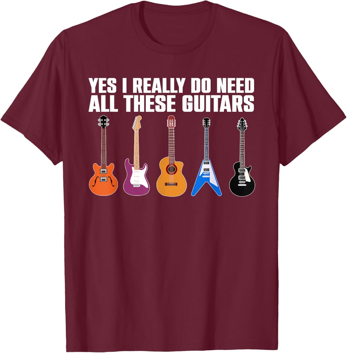 Funny Guitar Design Women Guitarist Guitar Lovers T-Shirt - T-Shirt | Maroon