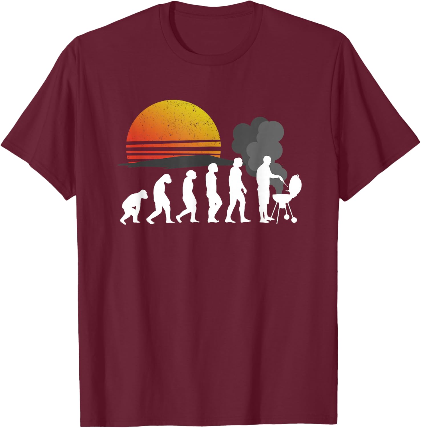 BBQ Evolution - Barbecue Grilling Funny Gift Shirt T-Shirt - T-Shirt | Maroon