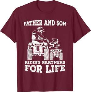 Quad Bike - Father and Son Riding Partners For Life ATV Gift T-Shirt - T-Shirt | Maroon
