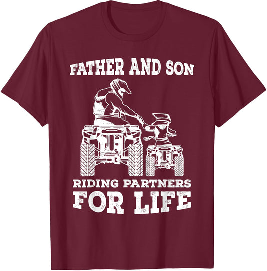 Quad Bike - Father and Son Riding Partners For Life ATV Gift T-Shirt - T-Shirt | Maroon