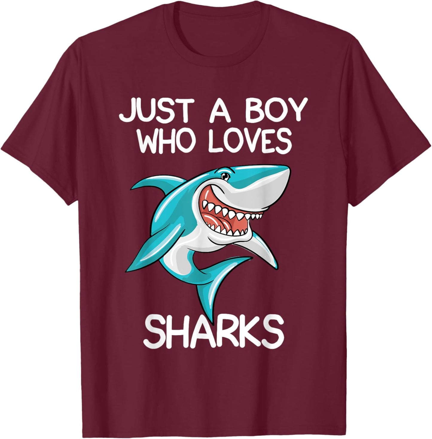Just A Boy Who Loves Sharks Gift Shark Lover Gifts T-Shirt - T-Shirt | Maroon