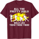 Softball Pretty Girl Walk Like This Funny Teen Women Graphic T-Shirt - T-Shirt | Maroon