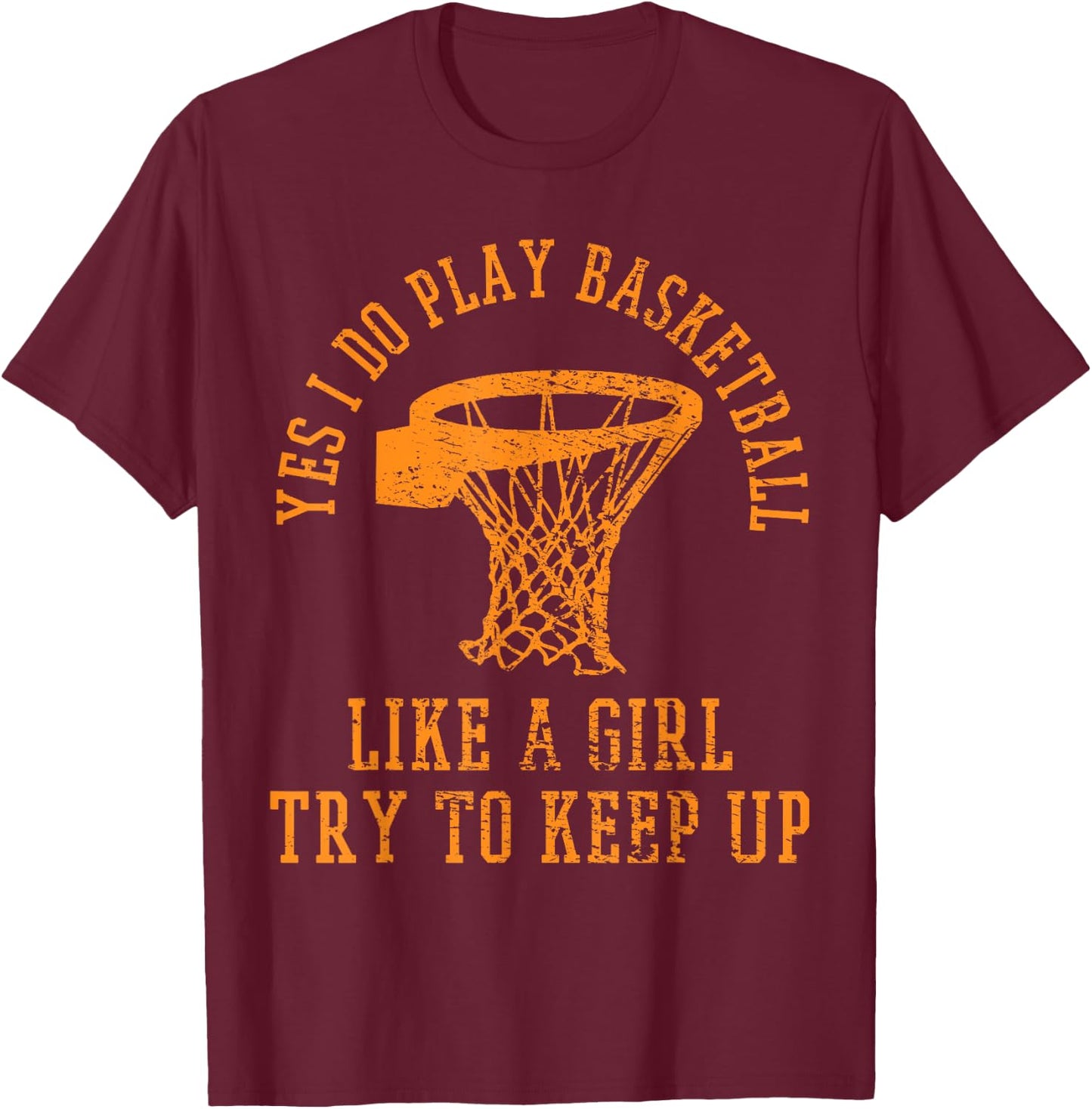 Basketball Girl Vintage T-Shirt - T-Shirt | Maroon
