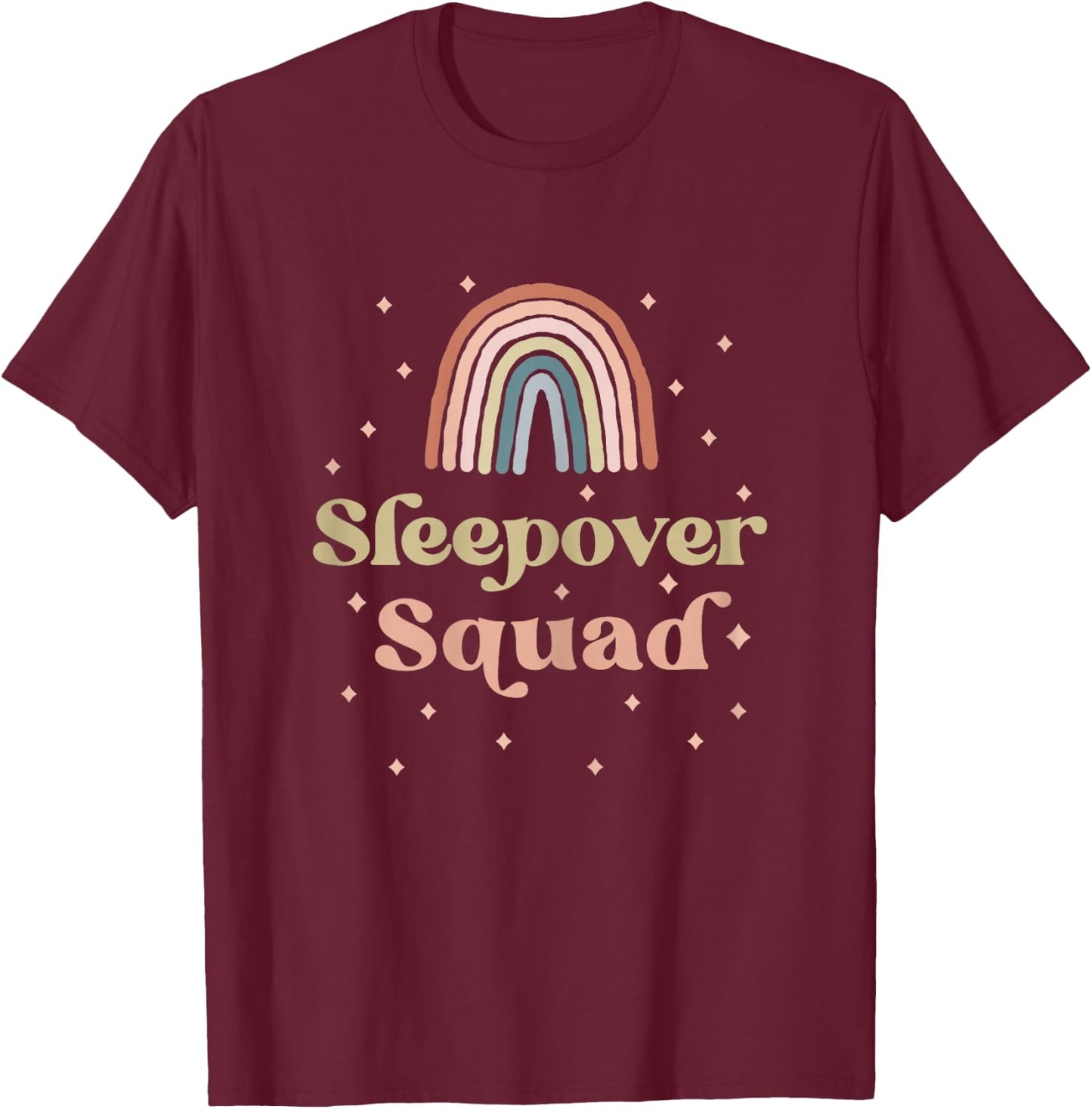Birthday Boho Rainbow Sleepover Squad Pajamas for Girls T-Shirt - T-Shirt | Maroon