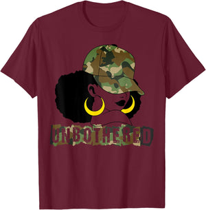 Unbothered Black Woman Camo Camouflage Melanin Black History T-Shirt - T-Shirt | Maroon