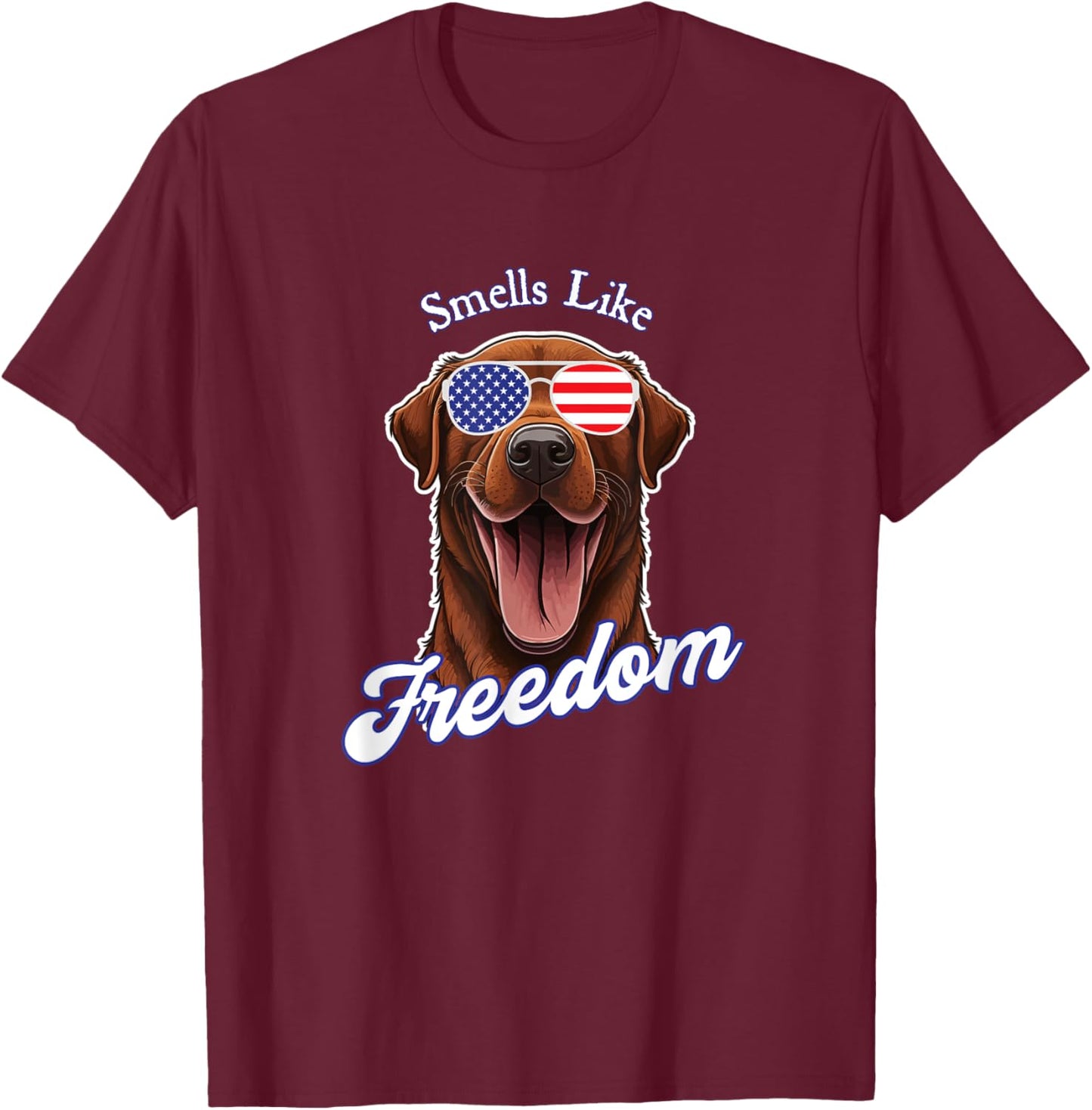 Chocolate Lab American Flag Patriotic 4th of July Vintage Women Men T-Shirt - T-Shirt | Maroon