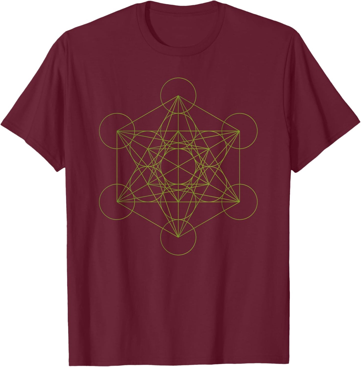 Sacred Geometry Metatron’s Cube Occult Spiritual Yoga T-Shirt - T-Shirt | Maroon