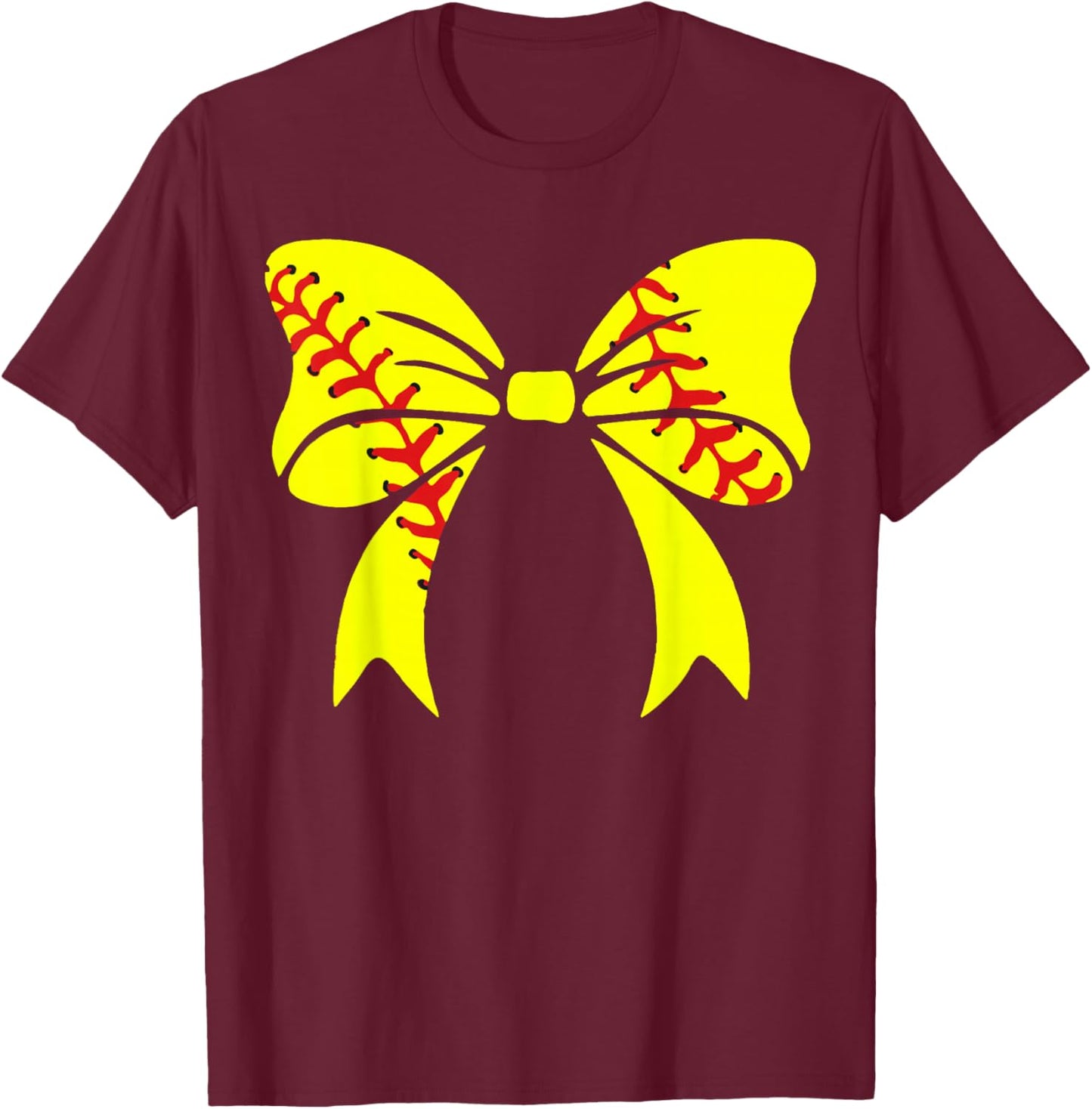 Softball Bow, Softball Player , mom, Girl T-Shirt - T-Shirt | Maroon