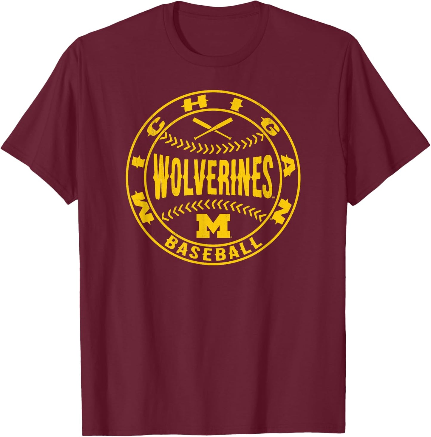 Michigan Wolverines Baseball Homerun Officially Licensed T-Shirt - T-Shirt | Maroon