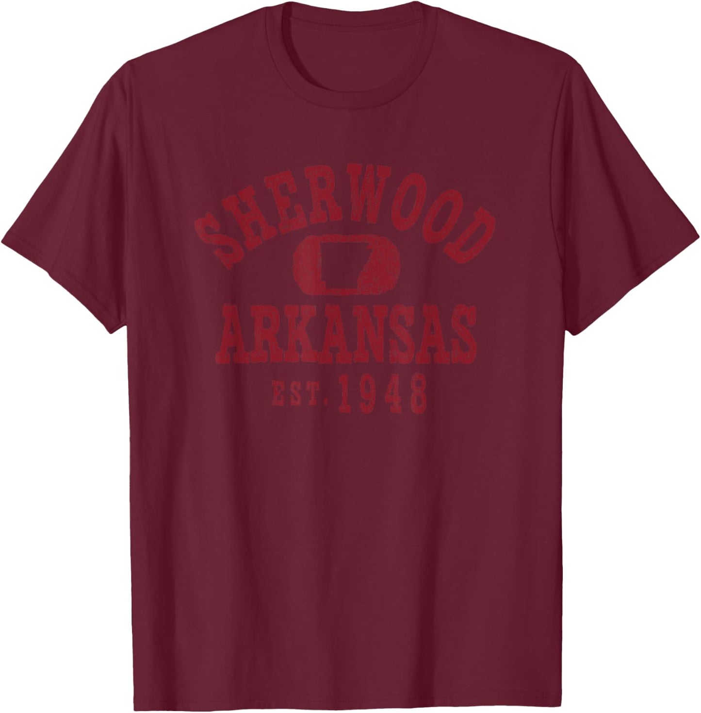 Vintage Sherwood Arkansas AR Retro City T-Shirt - T-Shirt | Maroon