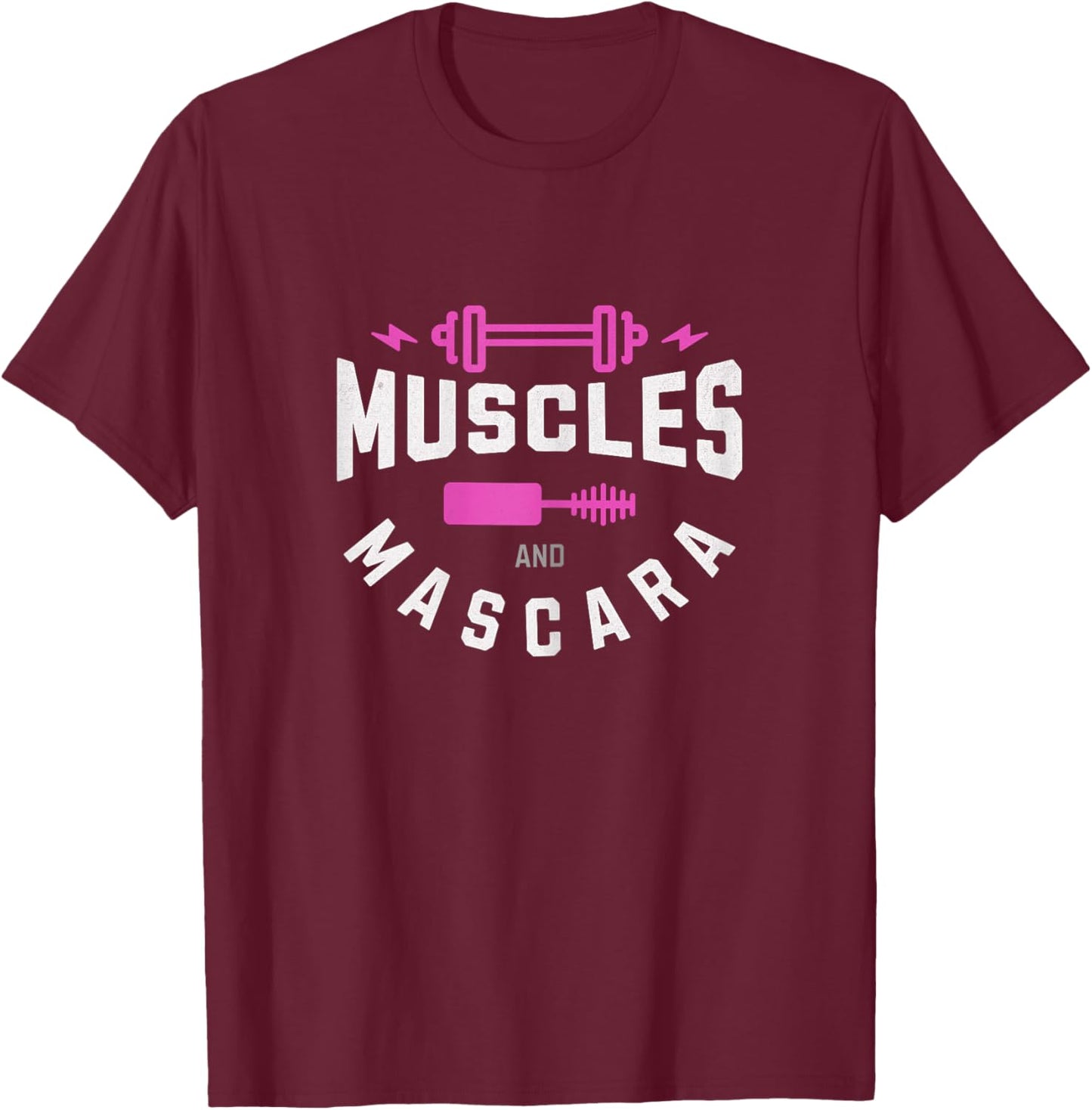 Muscles and Mascara Cute Fitness Gym T-Shirt - T-Shirt | Maroon