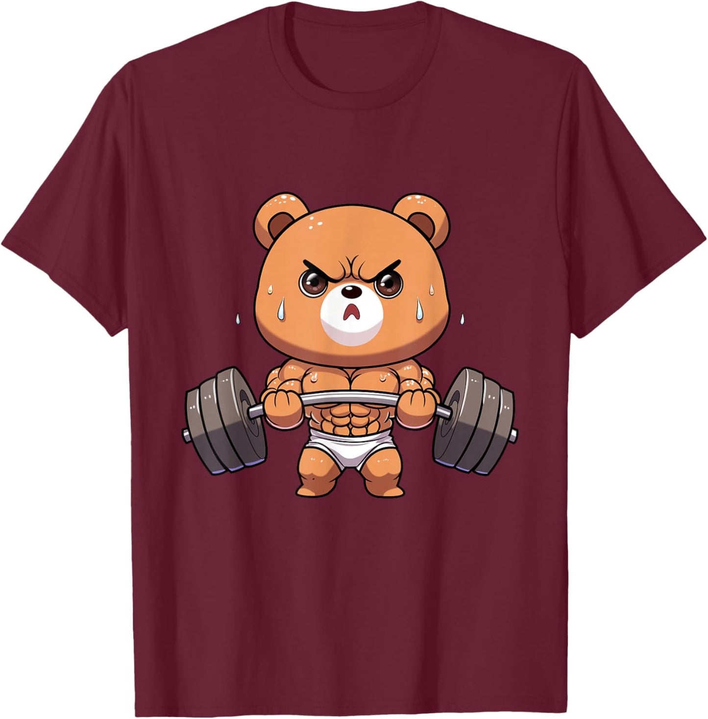 Bear Bodybuilder Bodybuilding Muscle Gym Weightlifting Bear T-Shirt - T-Shirt | Maroon