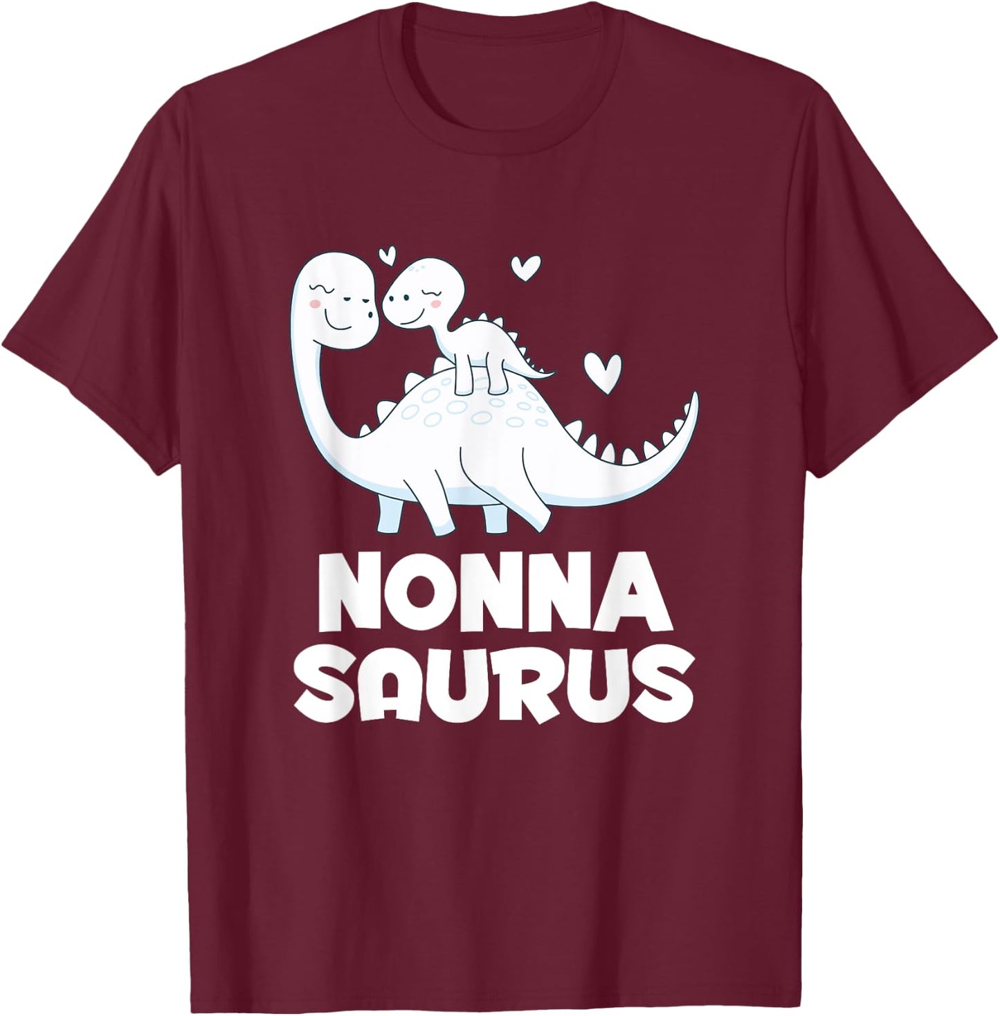 Cute Nonnasaurus Dinosaur Nonna Grandkids T Rex T-Shirt - T-Shirt | Maroon