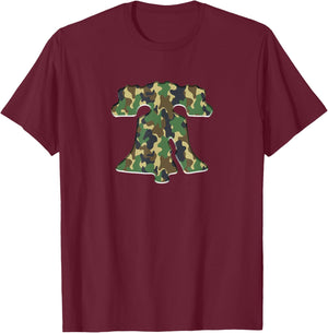 Philly Fan Camo Liberty Bell Philadelphia Bevel T-Shirt - T-Shirt | Maroon