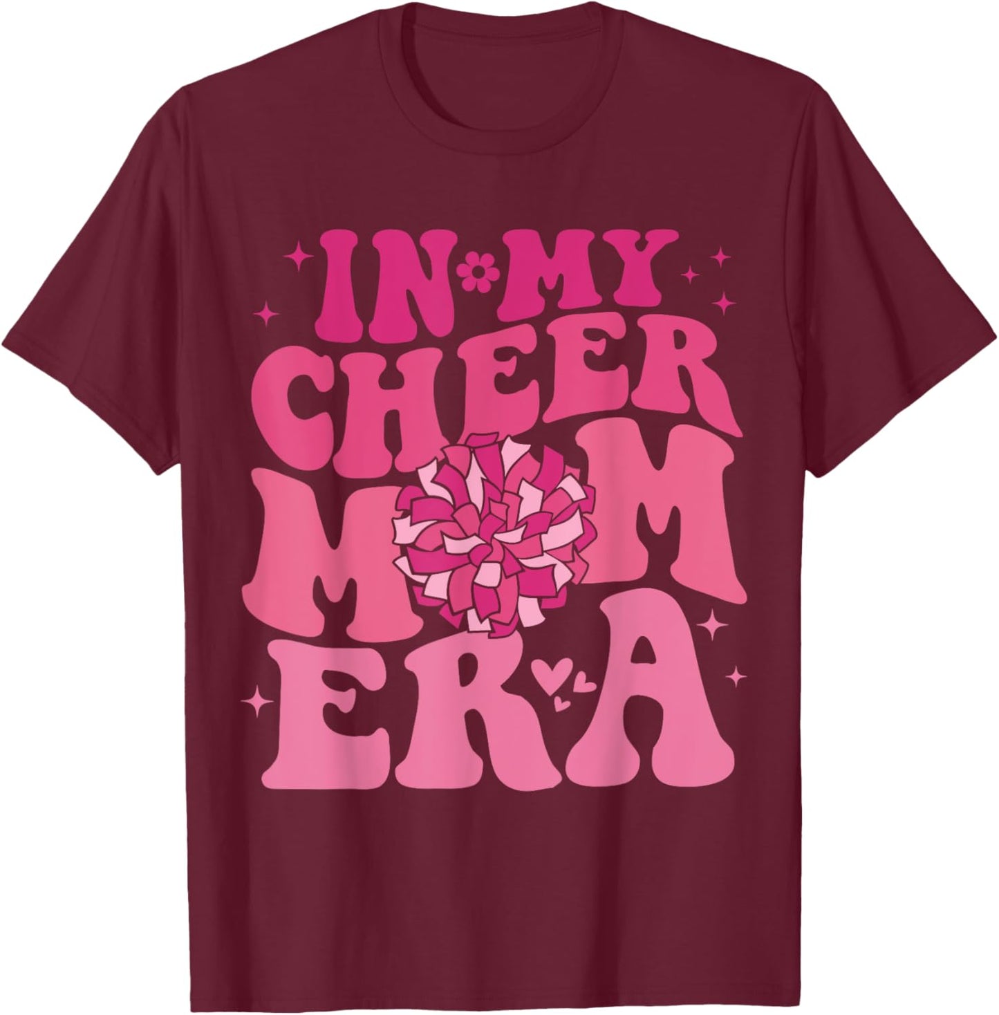 In My Cheer Mom Era Groovy Cheerleading Football Mom Women T-Shirt - T-Shirt | Maroon